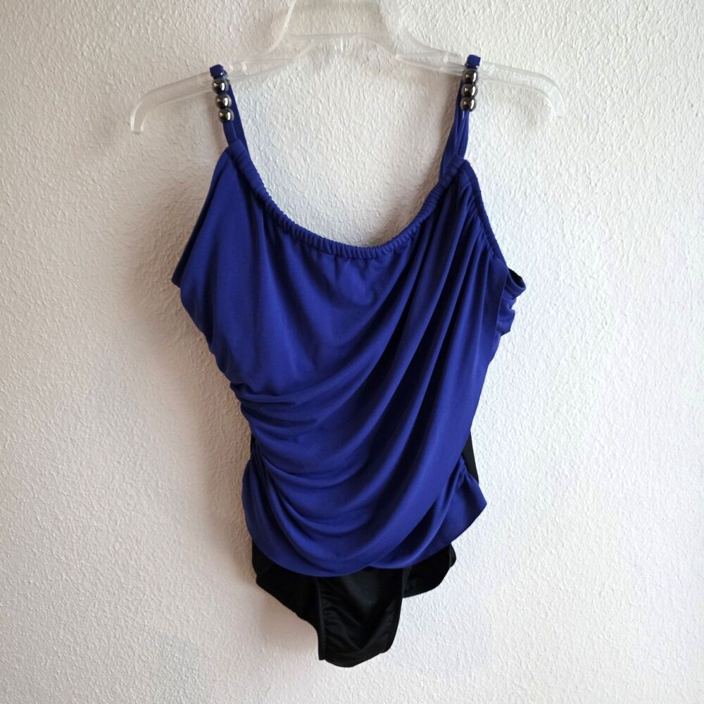 MagicSuit Lisa One Piece Swimsuit 14 Black Blue Beads Underwire Ultramarine